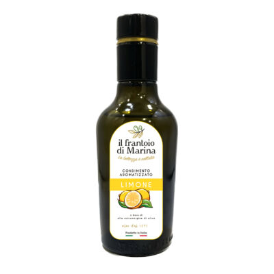 Olio in bottiglia aromatizzato al limone